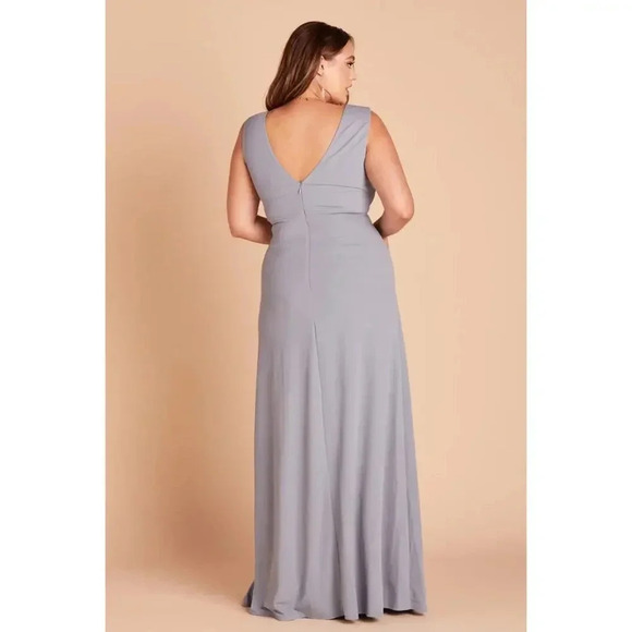 NWT Birdy Grey Shamin Maxi Dress Sleeveless V Front & Back Crepe Dusty Blue 2X - Picture 8 of 10
